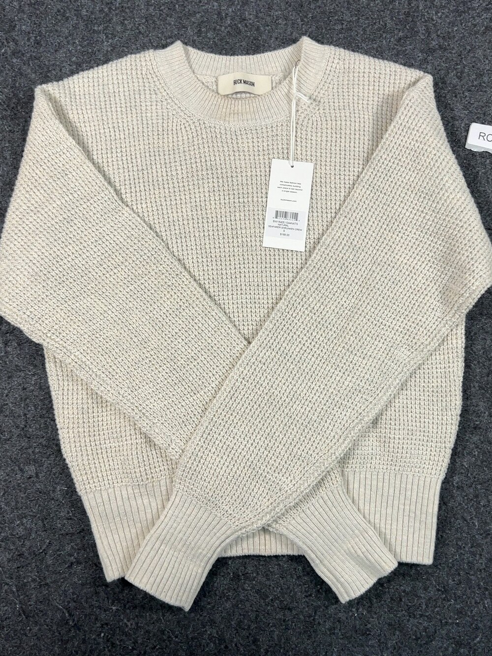 Buck Mason Womens Natural Seafarer Shrunken Crew Sz Small NWI Msrp168 [RC29]